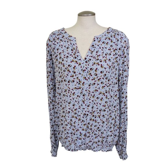 LTS Light Blue, floral V Neck Blouse - Picture 1 of 7